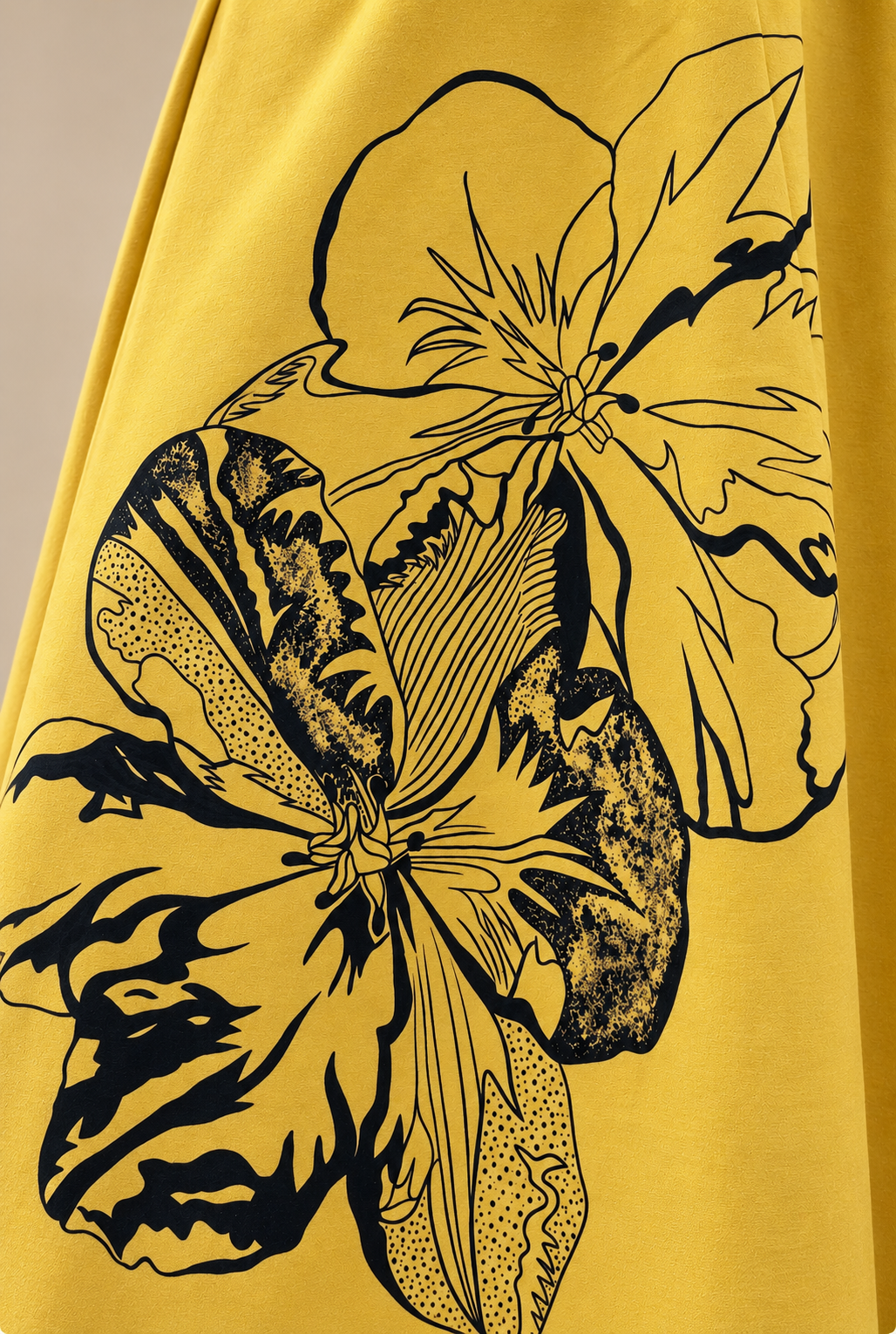YELLOW FINDS A WAY —  Hand-Painted Midi Skirt