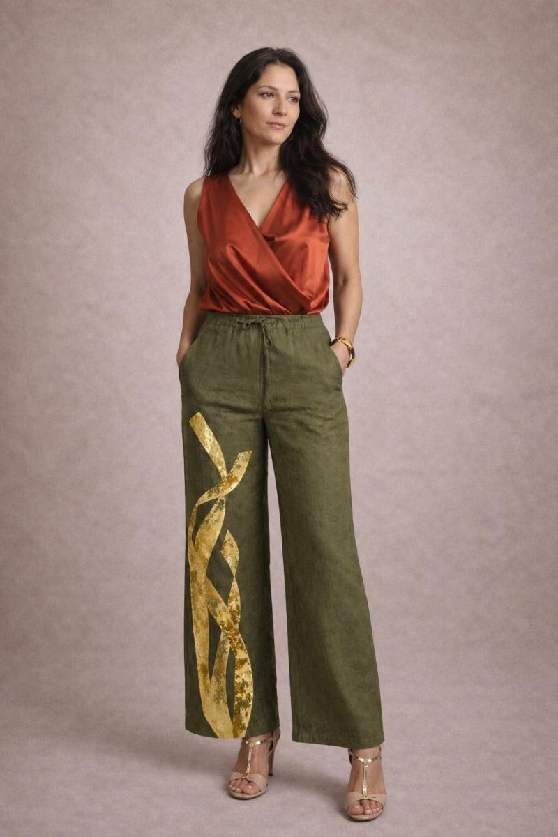 Hand-Painted Linen Pants