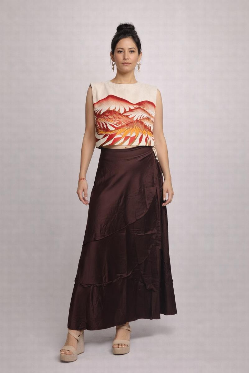 Hand-Painted Linen Top – Abstract Dunes Inspired Design